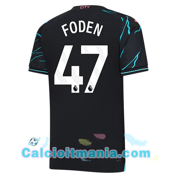 Maglia Calcio Manchester City (Phil Foden 47) Terza Blu Nero 2023